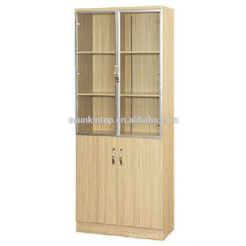 Étagère en bois en teck à deux portes pour bureau utilisé, mobilier de bureau Commerical (KB843)